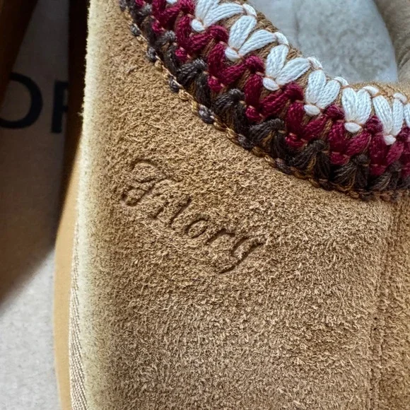 Fitory Brown Suede Shearling Lined Clog Slippers Platform Wedge Women's Size 10 - Picture 4 of 8